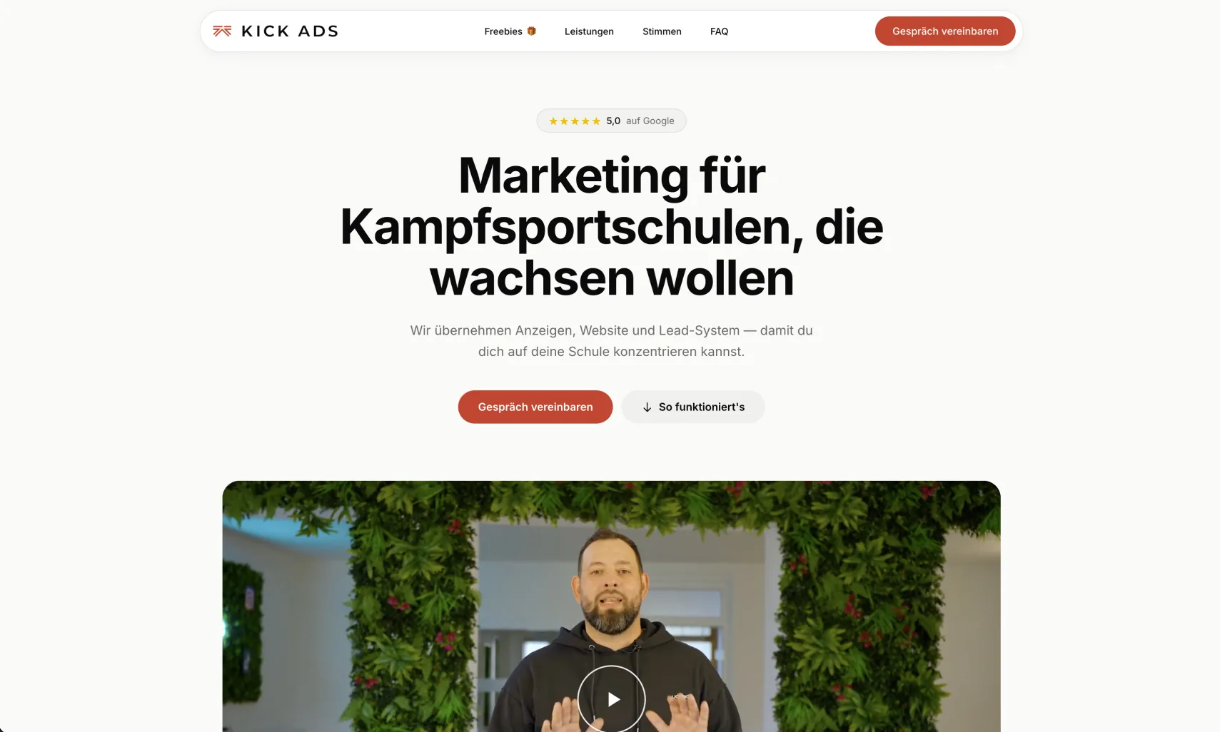 Startseite von kick-ads.de: Marketing für Kampfsportschulen